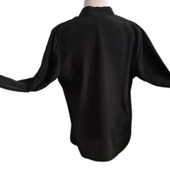 Impressions Black Double Breasted V Neck Top Size 10 - Picture 3 of 5